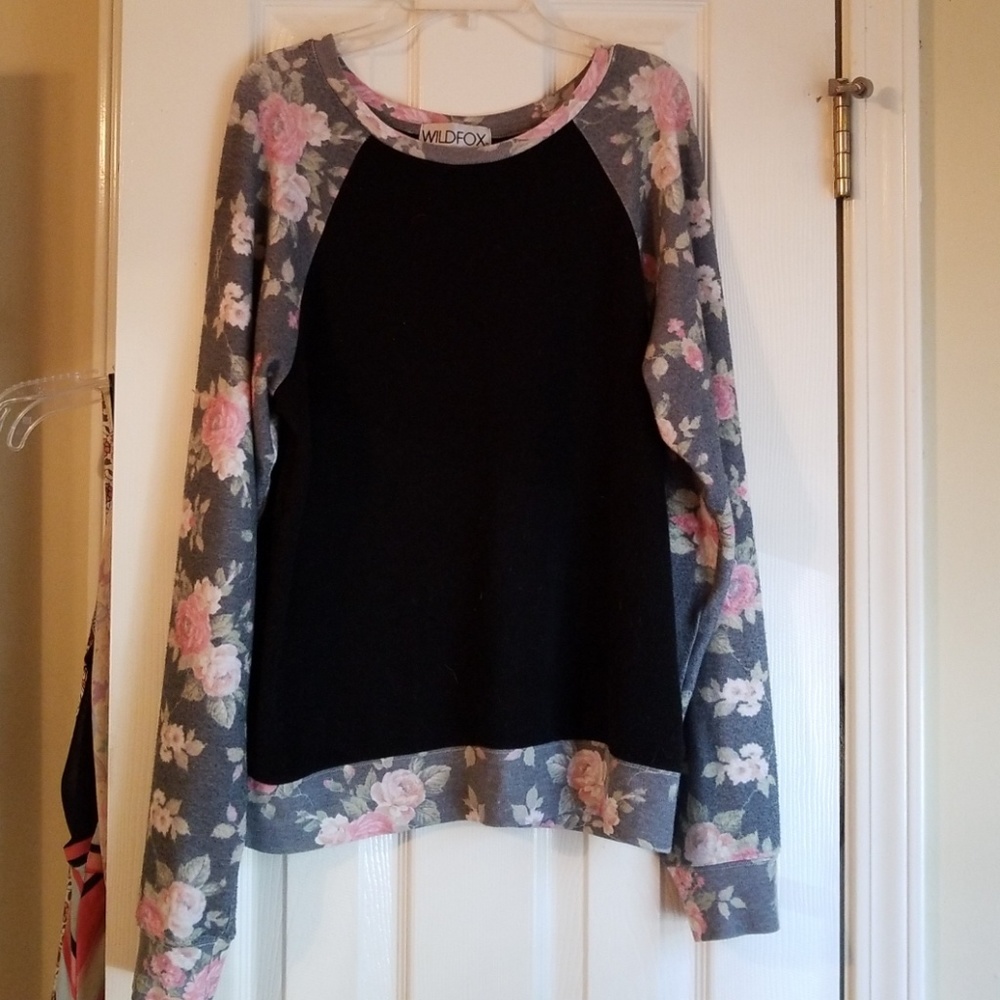 Wildfox Black and Floral Beach Tee